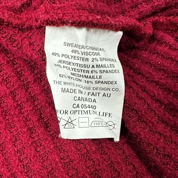 Sympli Womens Size 10 Waffleknit Cowlneck Sweater Burgundy Red Tunic Layered Hem - Picture 7 of 11